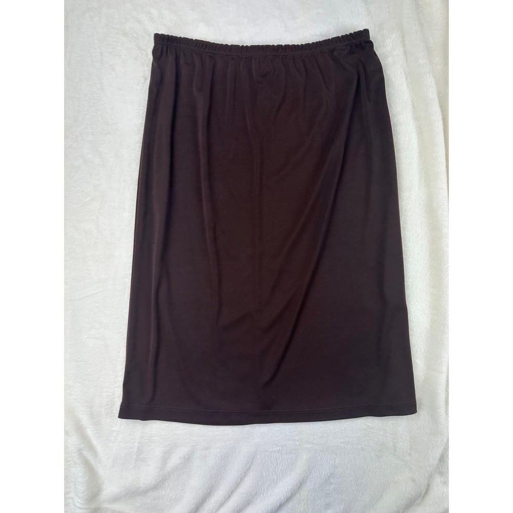 Fashion Bug Skirt Womens Medium Brown Straight Midi High Rise VTG 90s Polyester